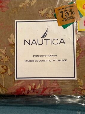 Nautica Floral Twin Duvet Cover in Beige with Pink Accents Two 65 each